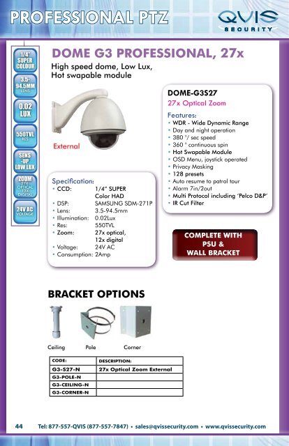 fULL SPECIFICATION on Page 39 - Qvis Security