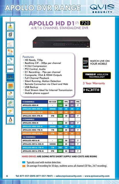 fULL SPECIFICATION on Page 39 - Qvis Security