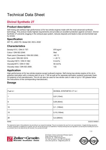 Technical Data Sheet - Zeller+Gmelin GmbH