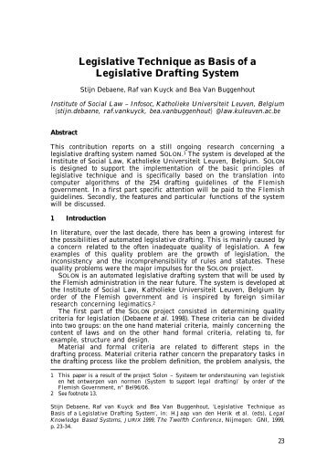 Legislative Technique as Basis of a Legislative Drafting System - Jurix