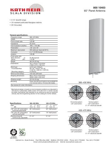 800 10403 65Â° Panel Antenna - Kathrein Scala Division