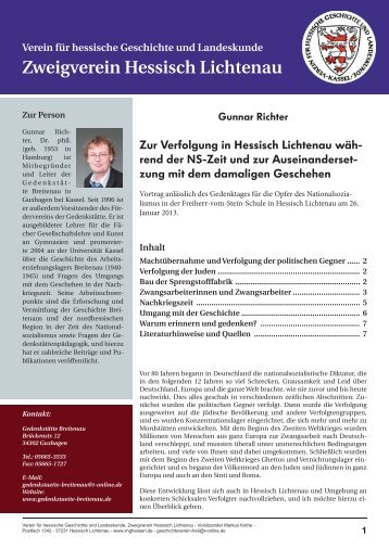 Gunnar Richter: Zur Verfolgung in Hessisch Lichtenau während der ...