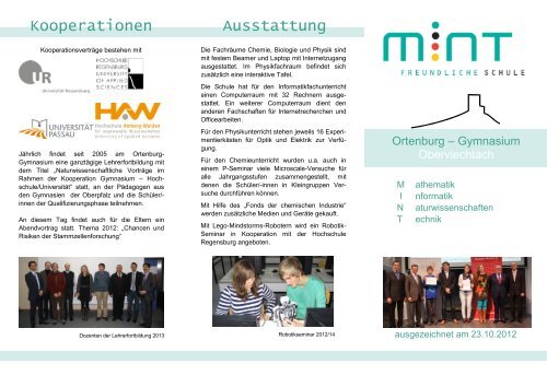 MINT-Flyer - des Ortenburg-Gymnasiums