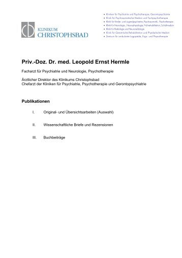 Priv.-Doz. Dr. med. Leopold Ernst Hermle - Christophsbad.de