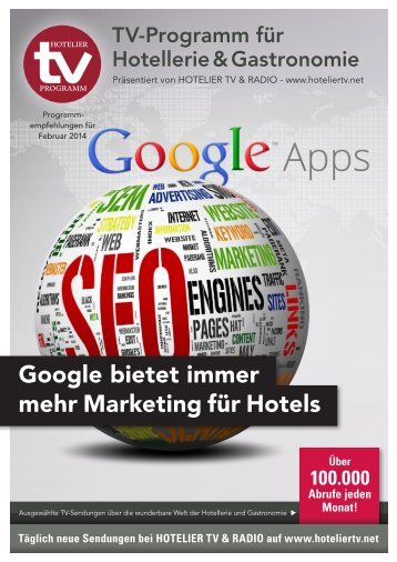 HOTEL TV PROGRAMM - Februar 2014 - Google bietet immer mehr Marketing für Hotels - Ratgeber für Hotelmarketing