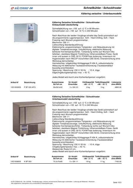 Schnellkühler und Schockfroster - BS MediaVision AG