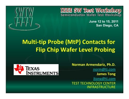 Contacts for Flip Chip Wafer Level Probing - Semiconductor Wafer ...