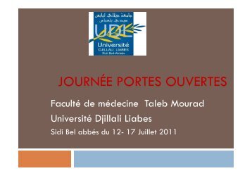 JOURNÉE PORTES OUVERTES - Université de Sidi-Bel-Abbes