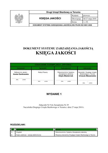 KSIĘGA JAKOŚCI - Izba Skarbowa w Bydgoszczy