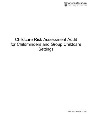 Childcare Risk Assessment Audit for Childminders and Group ...