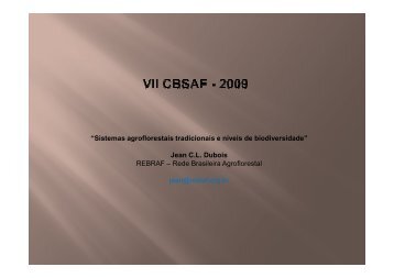 Sistemas agroflorestais tradicionais e nÃ­veis de ... - Embrapa