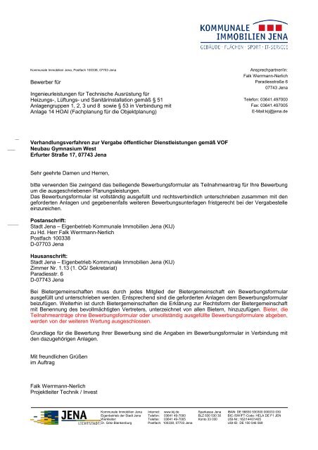 Bewerbungsformular VOF - Kommunale Immobilien Jena