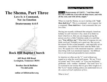 The Shema, Part 3 Love Is A Command, Not An ... - Bibleteacher.org