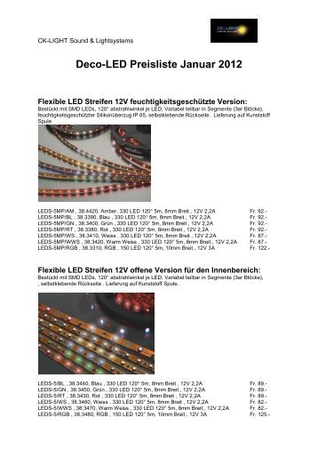 Verkaufspreisliste Deco LED Januar 12 (PDF) - PA-Anlagen