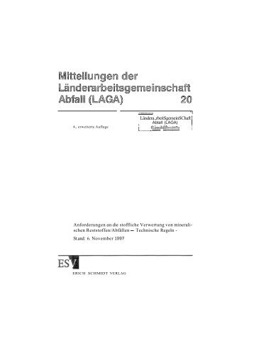 LAGA-Mitteilung: Anforderungen an die stoffliche Verwertung von ...