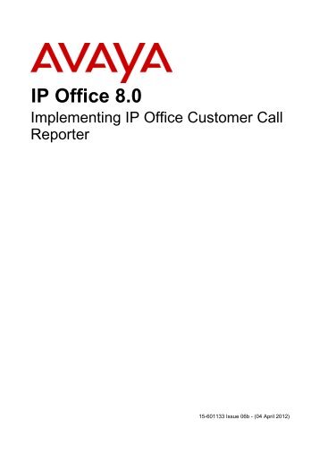 Implementing IP Office Customer Call Reporter - Tandem Data