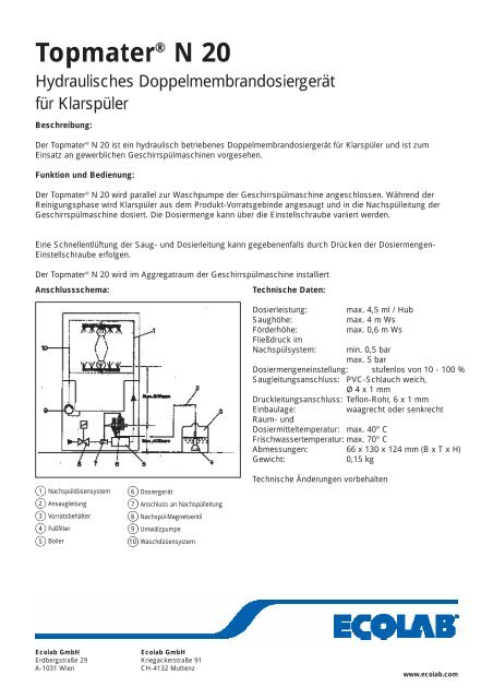 Topmater® N 20 - Ecolab Gmbh