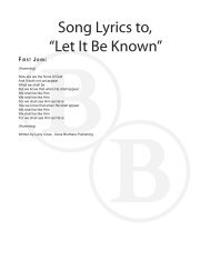 Song Lyrics to, “Let It Be Known” - Booth Brothers