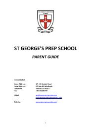 Prep School Parent Guide - St George's Diocesan School