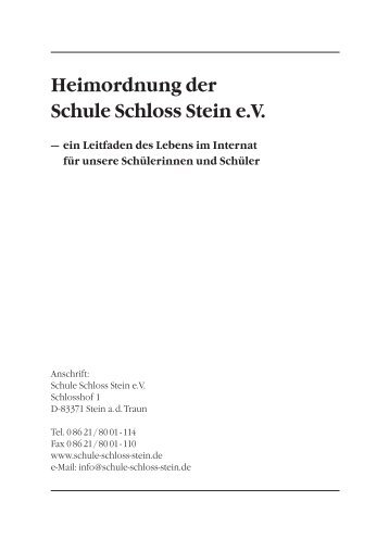 Heimordnung (PDF) - Schule Schloss Stein