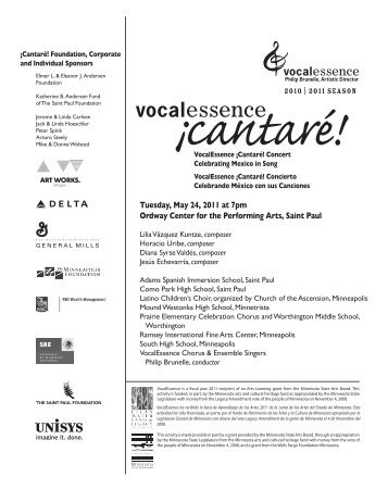 Tuesday, May 24, 2011 at 7pm Ordway Center for ... - VocalEssence