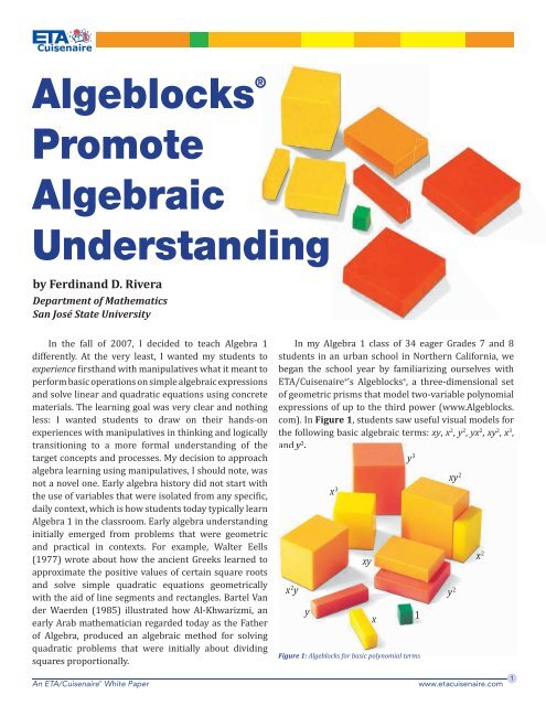 AlgeblocksÂ® Promote Algebraic Understanding - ETA hand2mind