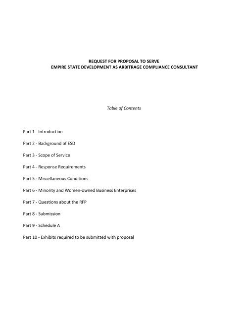 Request For Proposal Empire State Development New York State