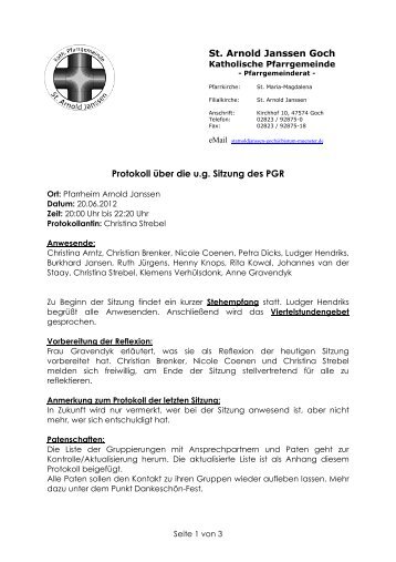 2012-06-20 PGR Protokoll - Katholische Pfarrgemeinde St. Arnold ...
