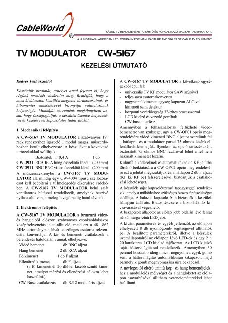 TV MODULATOR CW-5167 - CableWorld