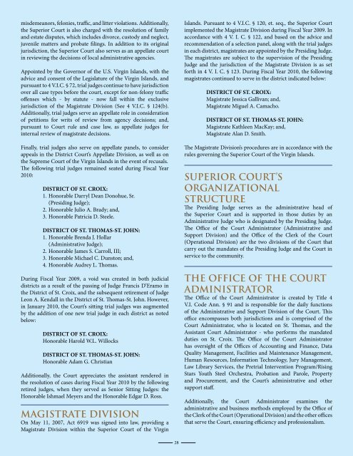2010 Annual Report - Supreme Court of the Virgin Islands