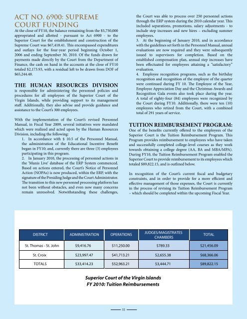 2010 Annual Report - Supreme Court of the Virgin Islands