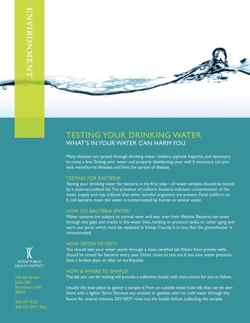 Testing your water - Kitsap Public Health District