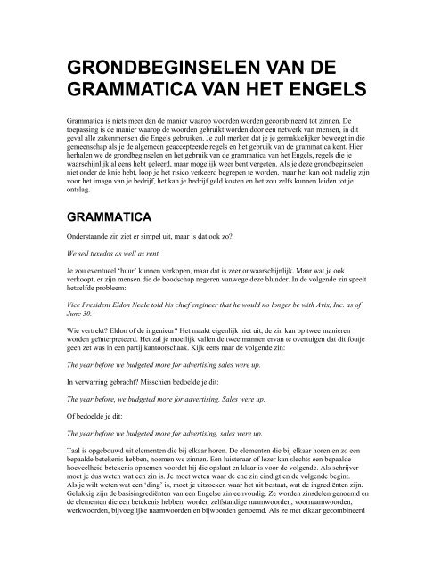 Overzicht van de Engelse grammatica - Pearson Education