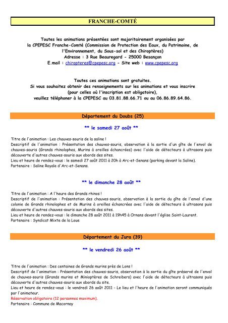 Structure organisatrice : Espace Nature Environnement - SociÃ©tÃ© ...