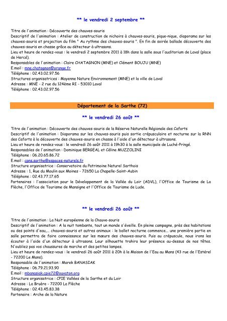 Structure organisatrice : Espace Nature Environnement - SociÃ©tÃ© ...