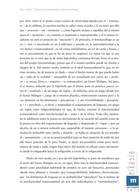 Marc Richir. El estatuto fenomenológico del fenomenólogo, pp. 105 ...