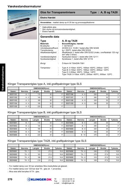 Glas & pakn. for visere - Klinger Danmark A/S