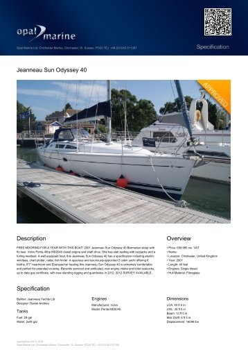 Jeanneau Sun Odyssey 40 - Opal Marine