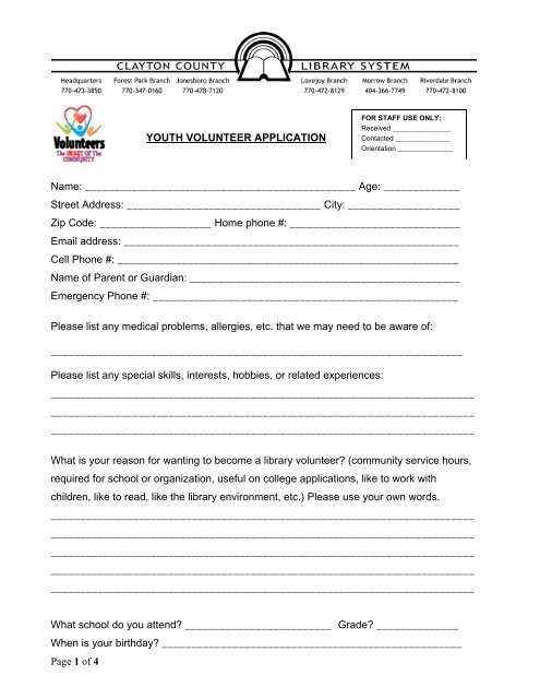print out the volunteer application form clayton county volunteer application form