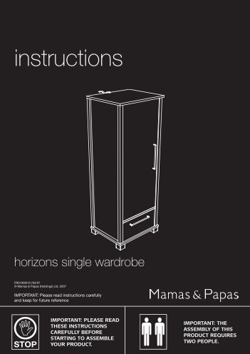 Horizons Single Wardrobe instructions - Mamas & Papas
