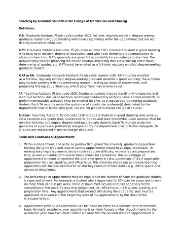 teaching assistants in the college, a draft policy.doc - University of ...