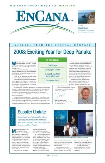 Deep Panuke Project Newsletter - Encana