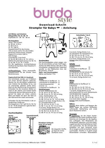 Download-Schnitt Strampler fÃƒÂ¼r Babys Ã®ÂÂ¤Ã®ÂÂ¤ Ã¢Â€Â“ Anleitung - Weleda