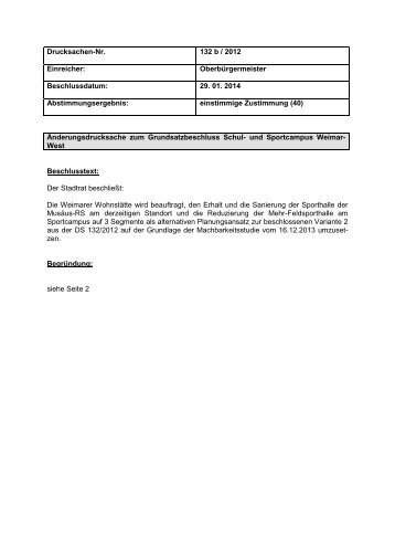 Änderung Grundsatzbeschluss Schul- und ... - Stadt Weimar