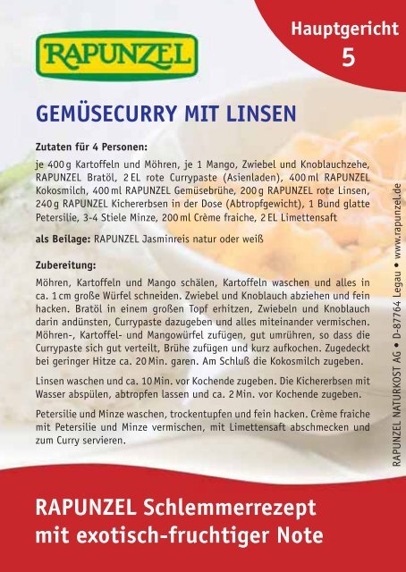 GEMÜSECURRY mit Linsen