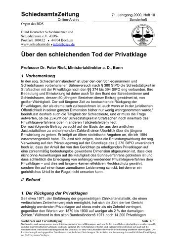 Schleichender Tod der Privatklage - Bund Deutscher ...