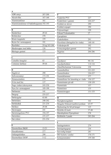 A ADR utstyr 287-288 Aksialvifter 167-168 Aluminiumlister 161 ...