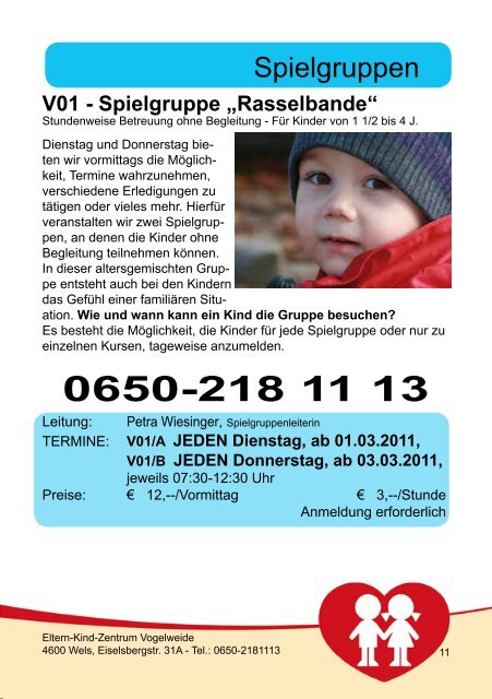 Programm Ekiz Wels-Vogelweide FrÃ¼hjahr, Sommer 2011