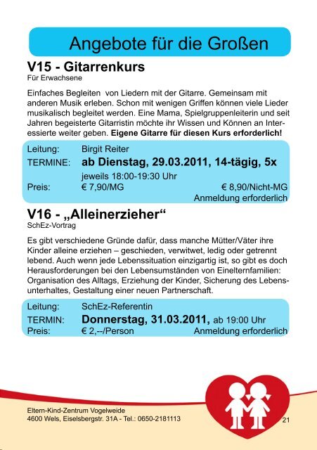 Programm Ekiz Wels-Vogelweide FrÃ¼hjahr, Sommer 2011