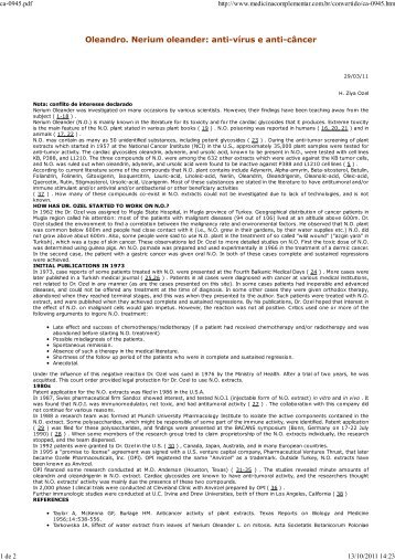 Oleandro. Nerium oleander: anti-vÃ­rus e anti-cÃ¢ncer - Medicina ...